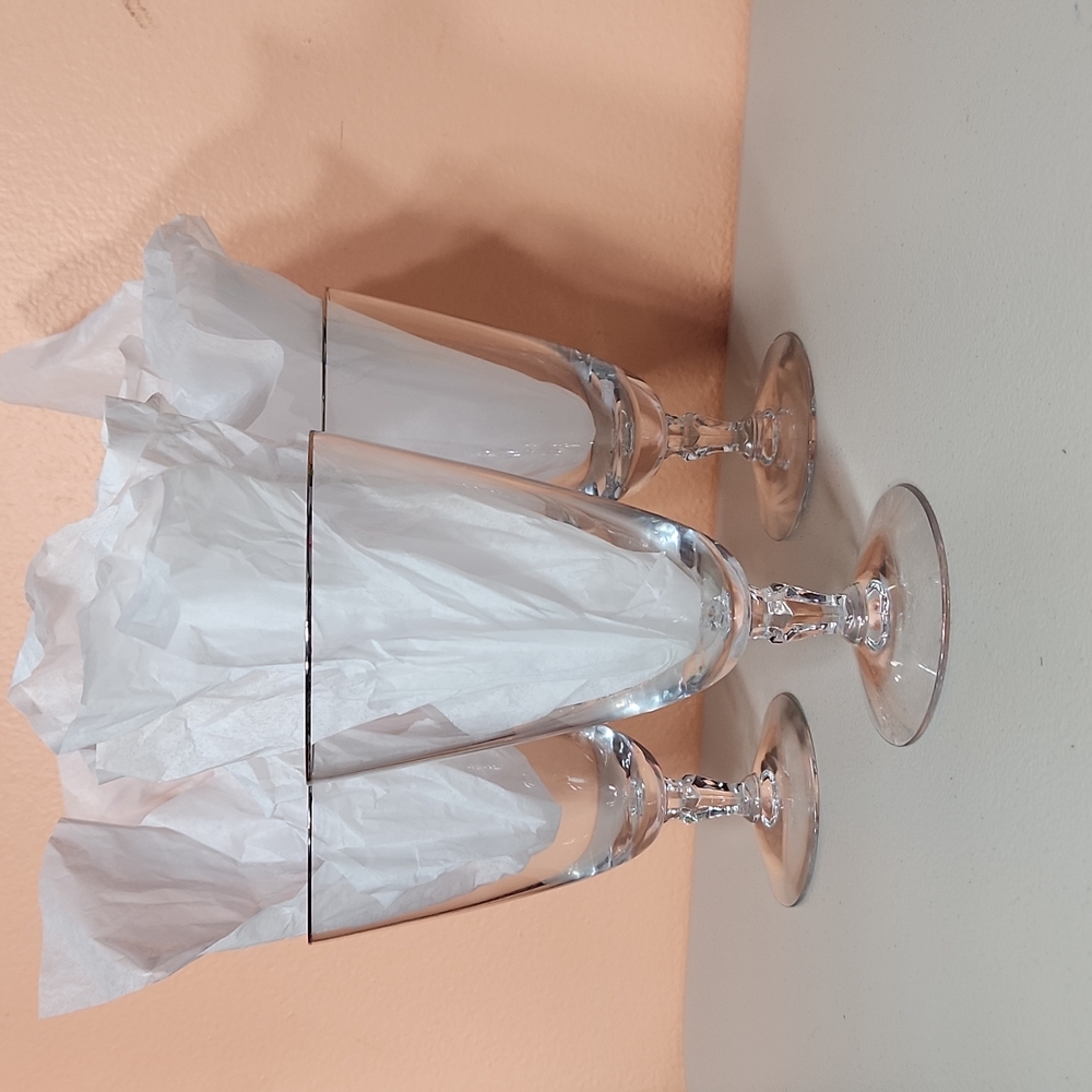 Vintage Mikasa Sonta Platinum Crystal Set of 3 Goblets